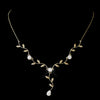 Gold Clear CZ Teardrop Vine Bridal Wedding Necklace 0116