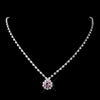 Silver Light Amethyst & Clear Round Rhinestone Bridal Wedding Necklace 0511