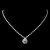 Silver Pink & Clear Round Rhinestone Bridal Wedding Necklace 0511