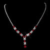 Silver Red & Clear Marquise Bridal Wedding Necklace 1007