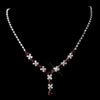 Silver Ruby & Clear Marquise Bridal Wedding Necklace 1007