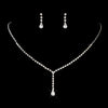 Silver Clear Teardrop Dangle Rhinestone Necklace 2022 & Earrings Bridal Wedding Jewelry Set 4012