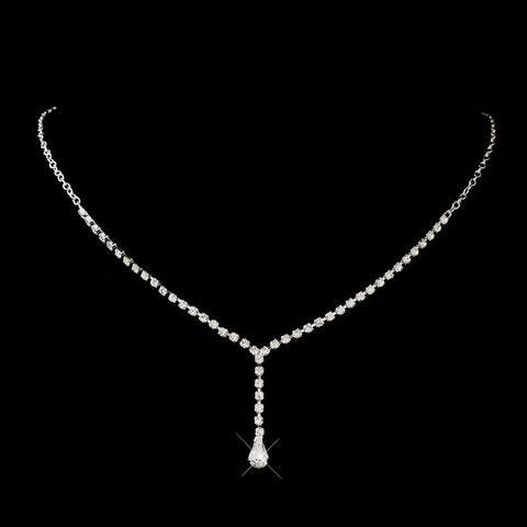 Silver Clear Teardrop Dangle Rhinestone Bridal Wedding Necklace 2022