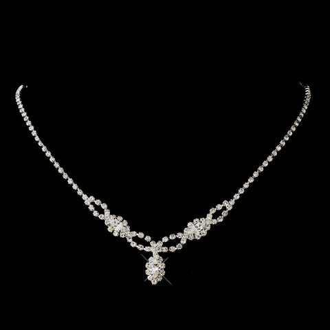 Silver Clear Marquise Rhinestone Bridal Wedding Necklace 2624