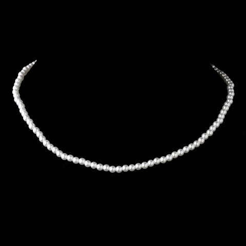 Silver White Pearl Bridal Wedding Necklace 3142