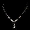 Antique Silver Rhodium Clear CZ Crystal Braid Bridal Wedding Necklace 4068