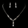Antique Silver Rhodium Clear CZ Crystal Braid Bridal Wedding Jewelry Set 4068