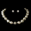 Silver Ivory Pearl & Rondelle Ball Bridal Wedding Necklace 4346 & Bridal Wedding Earrings 0041 Bridal Wedding Jewelry Set