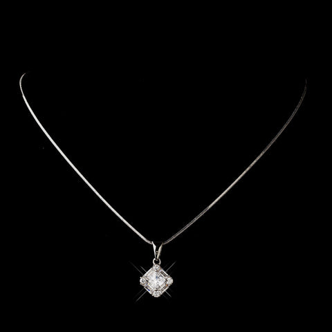 Silver Clear CZ Crystal Bridal Wedding Necklace 5562