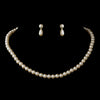 Gold Ivory Pearl Bridal Wedding Necklace 6001 & Bridal Wedding Earrings 7062 Bridal Wedding Jewelry Set