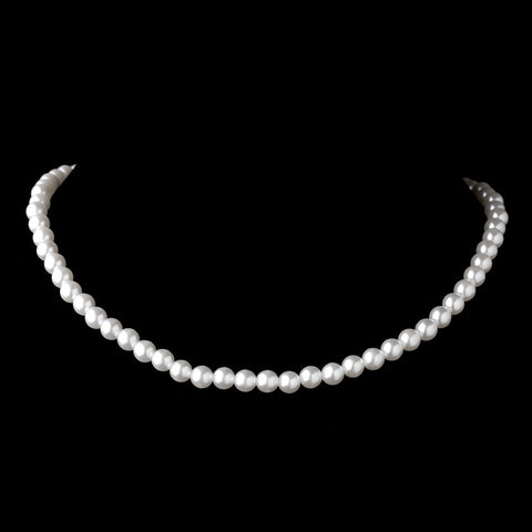 Silver White Pearl Bridal Wedding Necklace 6011