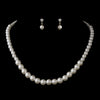 Silver White Pearl Bridal Wedding Necklace 6021 & Bridal Wedding Earrings 1025 Bridal Wedding Jewelry Set