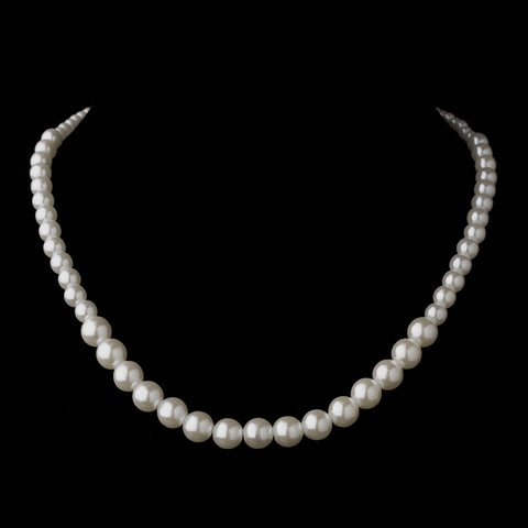 Silver White Pearl Bridal Wedding Necklace 6021