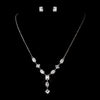 Antique Silver Rhodium Multi Shaped CZ Crystal Bridal Wedding Necklace 6071 & Bridal Wedding Earrings 3010 Bridal Wedding Jewelry Set