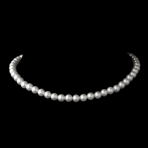 Silver White Pearl Bridal Wedding Necklace 6097