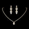 Gold Clear Round & Teardrop Bridal Wedding Necklace 6177 & Bridal Wedding Earrings 8361 Bridal Wedding Jewelry Set