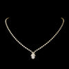 Gold Clear Round & Teardrop Bridal Wedding Necklace 6177