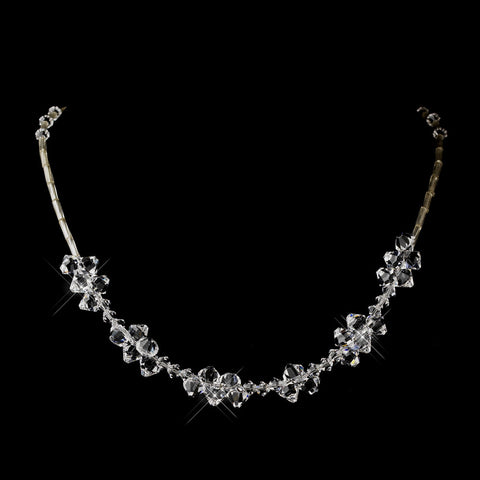Silver Clear Swarovski Crystal Bead Bridal Wedding Necklace 6610