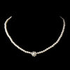 Silver White Pearl & Clear Rhinestone Bridal Wedding Necklace 7202