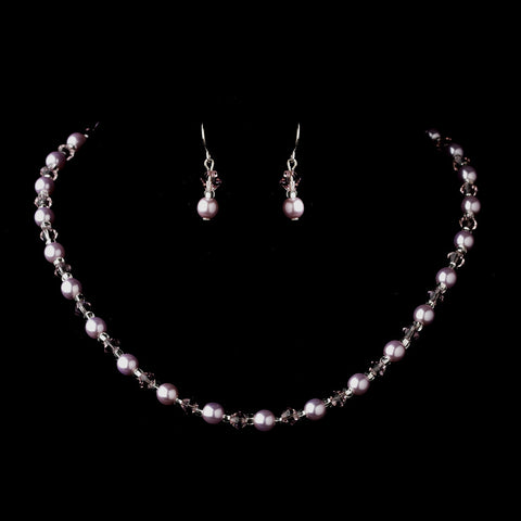 Silver Light Amethyst Czech Glass Pearl and Bead & Swarovski Crystal Bead 8657 & Bridal Wedding Earrings 2031