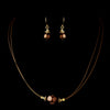 Gold Brown Czech Glass Pearl & Bali Bead Illusion Bridal Wedding Jewelry Set 8662