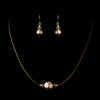 Gold Light Brown Czech Glass Pearl & Bali Bead Illusion Bridal Wedding Jewelry Set 8662