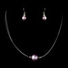 Silver Light Amethyst Czech Glass Pearl & Bali Bead Illusion Bridal Wedding Jewelry Set 8662