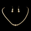 Gold Ivory Czech Glass Pearl & Rhinestone Rondelle Bridal Wedding Necklace 8664 & Bridal Wedding Earrings 8667 Bridal Wedding Jewelry Set