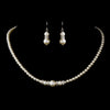 Silver White Czech Glass Pearl & Rhinestone Rondelle Bridal Wedding Necklace 8664 & Bridal Wedding Earrings 8667