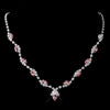 Silver Pink Marquise & Clear Round Bridal Wedding Necklace 9341