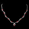 Silver Red Marquise & Clear Round Bridal Wedding Necklace 9341