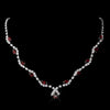 Silver Ruby Marquise & Clear Round Bridal Wedding Necklace 9341
