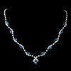 Silver Teal Marquise & Clear Round Bridal Wedding Necklace 9341