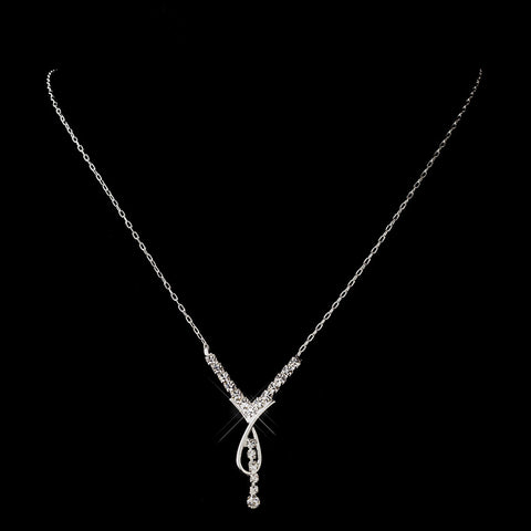 Silver Clear Rhinestone Twist Bridal Wedding Necklace 9479