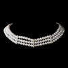 3 Row Silver White Pearl & Clear Rhinestone Rondelle Bridal Wedding Necklace 9851