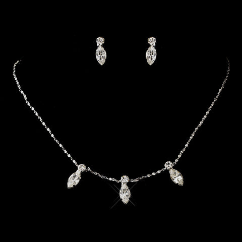 Silver Clear Marquise Bridal Wedding Jewelry Set 0425