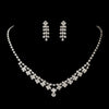 Antique Silver Rhodium Clear Round Rhinestone Bridal Wedding Jewelry Set 1008