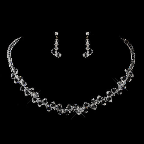 Silver Clear Swarovski Crystal Bead Bridal Wedding Jewelry Set