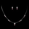 Silver Pink and Clear Navette Rhinestone Bridal Wedding Jewelry Set 7017