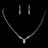 Silver Clear Navette & Round Rhinestone Bridal Wedding Jewelry Set 7057