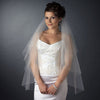 Double Layer Fingertip Length Cut Edge Swarovski Crystal Scattered Bridal Wedding Veil FC V 0392 F White