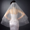 Double Layer Fingertip Length Cut Edge Swarovski Crystal Scattered Bridal Wedding Veil FC V 0392 F White