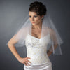 Double Layer Shoulder Length Cut Edge Swarovski Crystal Scattered Bridal Wedding Veil FC V 0392 S White