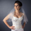 Double Layer Shoulder Length Bugle Bead Edge Bridal Wedding Veil FC V 0618 S White