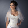 Double Layer Shoulder Length Bugle Bead Edge Bridal Wedding Veil FC V 0618 S White