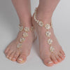 Light Gold Ivory Pearl & Rhinestone Bridal Wedding Foot Jewelry 8