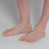 Light Gold Ivory Pearl & Rhinestone Bridal Wedding Foot Jewelry 8