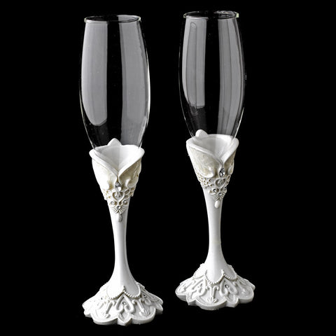 Lovely Victorian Lace Wedding Toasting Champagne Flutes 451