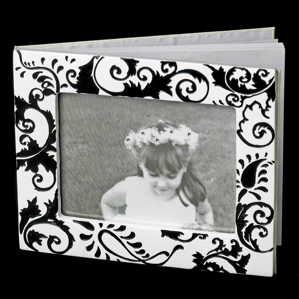 GB 834 Black & White Swirl Bridal Wedding Guest Book
