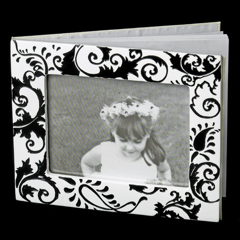 GB 834 Black & White Swirl Bridal Wedding Guest Book